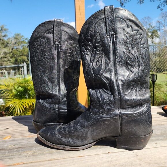 Nocona Imperial Calf Western Boots Men 10 EE Black Western Cowboy NB2005 FLAW - Picture 7 of 16